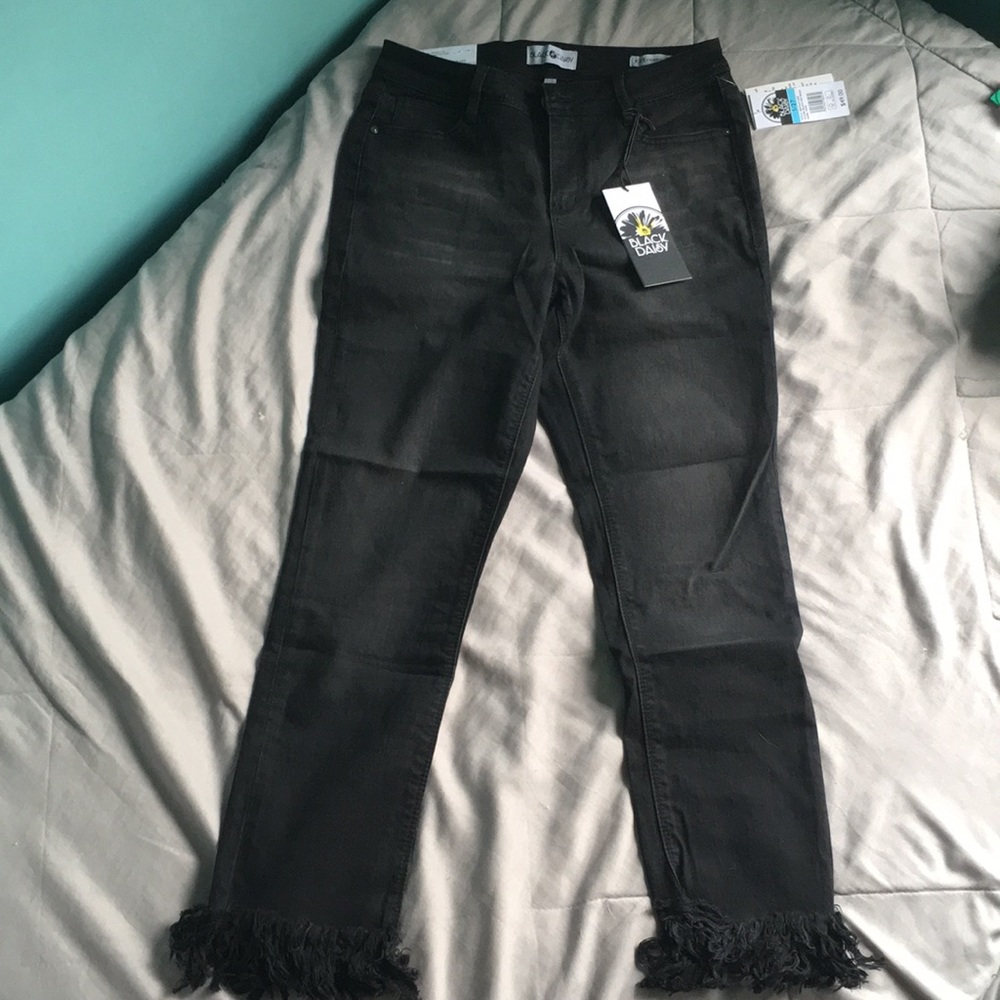 NWT Black Straight Frayed Jeans